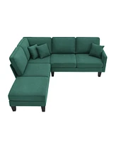 Simplie Fun 90X88" Terrycloth Modern Sectional Sofa, 5-Seat Practical Couch Set With Chaise Lounge