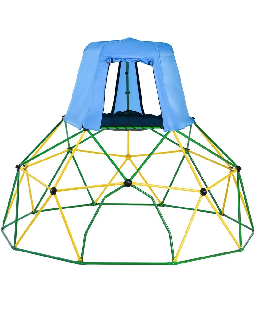 Simplie Fun Kids Climbing Dome With Canopy And Playmat - 10 Ft Jungle Gym Geometric Playground Dome Climb