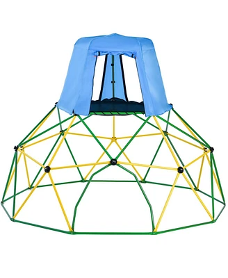 Simplie Fun Kids Climbing Dome With Canopy And Playmat - 10 Ft Jungle Gym Geometric Playground Dome Climb