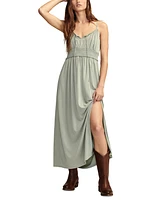 Lucky Brand Women's Sandwash Split-Neck Smocked-Waist Dress