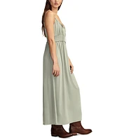 Lucky Brand Women's Sandwash Split-Neck Smocked-Waist Dress