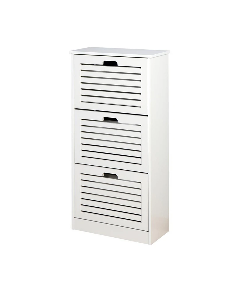 Simplie Fun White Wooden Shoe Cabinet with 3 Flip Doors