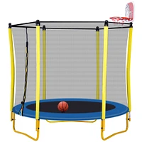 Streamdale Furniture Mini Toddler Trampoline with Enclosure and Basketball Hoop