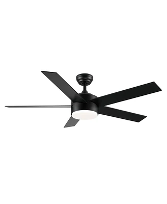 Simplie Fun 52" Integrated Led Light Matte Black Blade Ceiling Fan With Remote Control