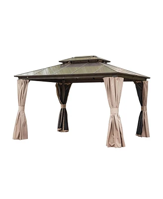 Streamdale Furniture Outdoor Hardtop Gazebo with Curtains and Net