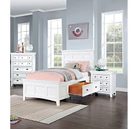 Transitional Style White Color Solid Wood 1 Piece Nightstand Only
