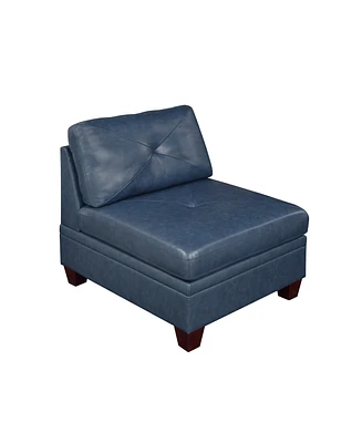 Simplie Fun Ink Blue Leather Modular Sofa Set - 6 Piece