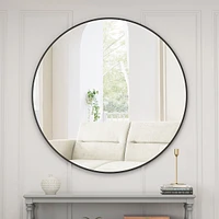 Streamdale Furniture 48" Wall Mounted Black Circular Mirror, For Bathroom, Living Room, Bedroom Wall Decor