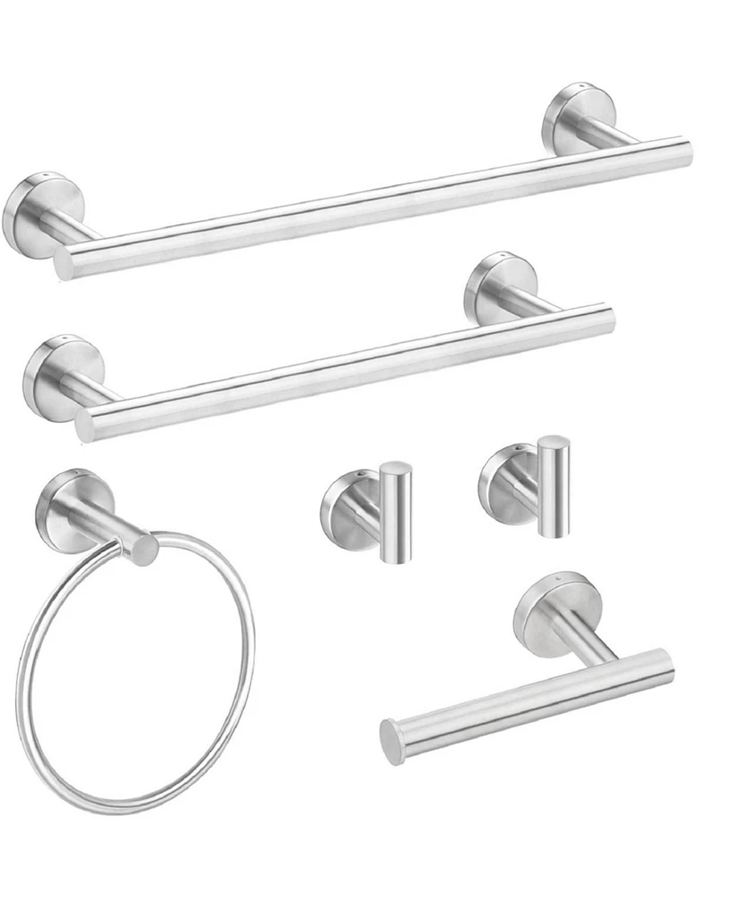 Simplie Fun 6 Piece Stainless Steel Bathroom Towel Rack Set Wall Mount