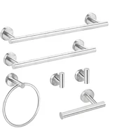 Simplie Fun 6 Piece Stainless Steel Bathroom Towel Rack Set Wall Mount