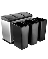 Elama 3 Section 15 Liter/4 Gallon Each Section Trash and Recycling Step Bin