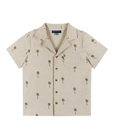 Andy & Evan Toddler Boys Toddler/Child Beige Palm Print Linen Short Sleeve Buttondown Shirt Set