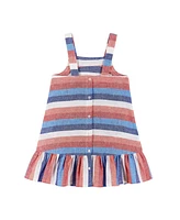 Andy & Evan Little Girls Toddler/Child Americana Striped Chambray Dress