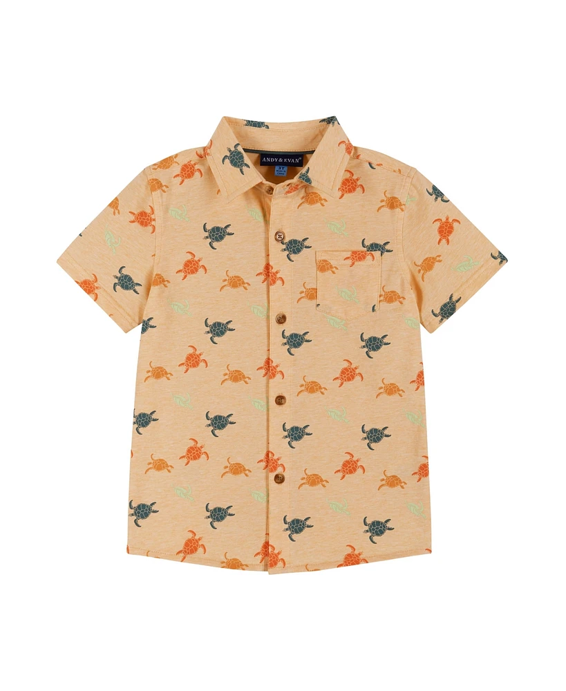 Andy & Evan Toddler Boys Toddler/Child Turtles Print Short Sleeve Buttondown Shirt