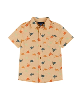 Andy & Evan Toddler Boys Toddler/Child Turtles Print Short Sleeve Buttondown Shirt