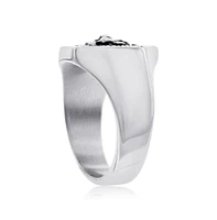 Metallo Stainless Steel Oxidized Lion Ring