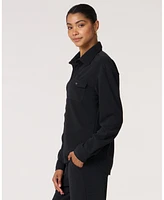 Rebody Active Women's Retreat Waffle Button Down Shirt For Women