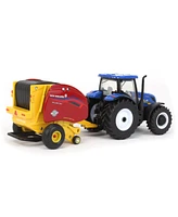 Ertl 1/64 New Holland Tractor w/ Roll-Belt 560 Round Baler & 6 Bales, 50 Years Round Baling, 2024 Farm Show