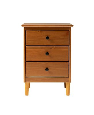 Streamdale Furniture Classic 3-Drawer Solid Wood Nightstand - Caramel