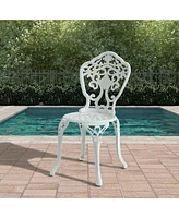 Mondawe Outdoor Dining Chairs Cast Aluminum Bistro Chairs Antique Chairs for Lawn, Porch (Set of 2)