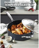 Cooks Standard 4-qt Nonstick Deep Saute Pan with Lid, 10.5-inch Deep Frying Pan Hard Anodized Ceramic Nonstick Induction Cookware, Oven Safe Large Ski