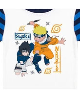 Naruto Little Boys Classic Characters Youth Blue Striped Short Sleeve Pajama Set