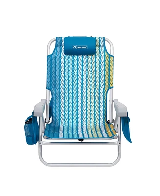 ECR4Kids Lightspeed Outdoors Eco Ultimate Backpack Beach Chair, Bright Striped
