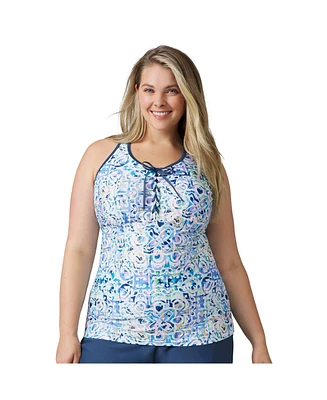 Free Country Plus Lace Up Racerback Tankini Top