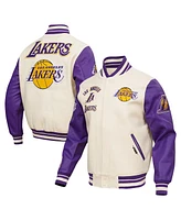 Pro Standard Men's Cream Los Angeles Lakers Retro Classic Varsity Full-Zip Jacket