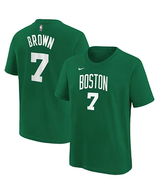 Nike Big Boys and Girls Jaylen Brown Kelly Green Boston Celtics Icon Name Number T-Shirt