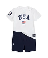 Polo Ralph Lauren Baby Boys Team Usa Jersey T-Shirt & Fleece Shorts, 2 Piece Set