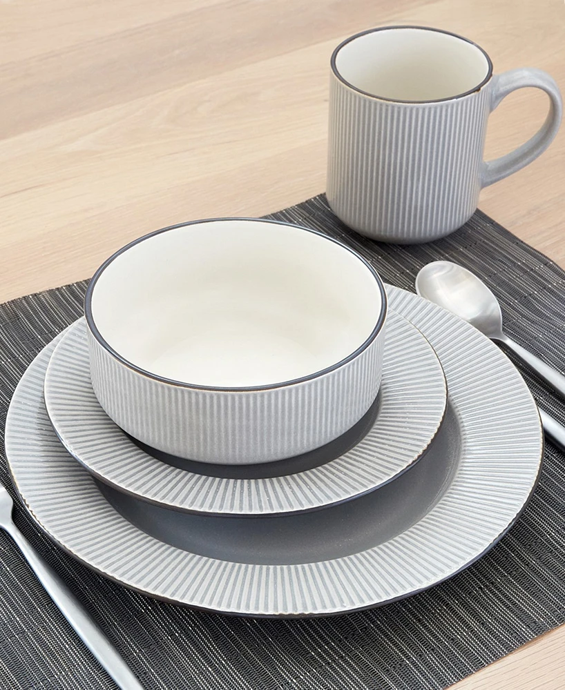 Baum Leon Grey 16 Pc. Dinnerware Set, Service for 4