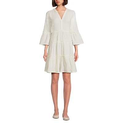 Lands' End Women's Gauze Tiered Dress