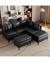 Streamdale Furniture 94.88" L-Shaped Corner Sofa Pu Leather Sectional Sofa