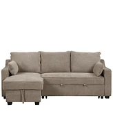 Streamdale Furniture 90" Pull Out Sleeper Sofa L-Shaped Couch Convertible with Usb ports