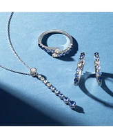 Le Vian Ombre Denim Ombre (3/4 ct. t.w.) & White Sapphire (1/8 ct. t.w.) Small Hoop Earrings in 14k White Gold, 0.7"