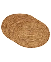 Saro Lifestyle Woven Rattan Placemats Set of 4,14"x19"