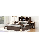 Streamdale Furniture Full Storage Platform Bed With Pull Out Shelves, Twin Trundle And 2 Drawers, Espresso