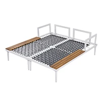 Modern Outdoor Daybed with Wood Topped Side Spaces