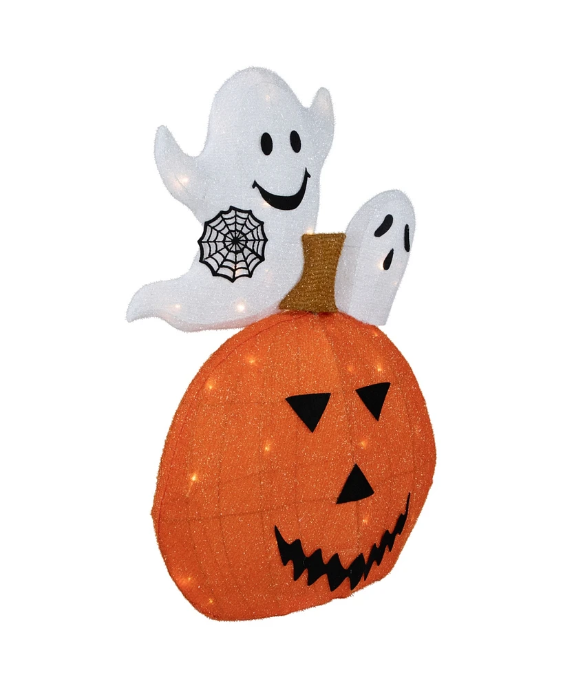 Northlight 27.5" Led Lighted Battery Operated Jack-o-Lantern and Ghosts Halloween Decoration