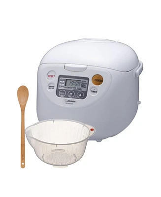 Zojirushi Micom Rice Cooker and Warmer (10-Cup/ Cool White) with Bowl and Spoon