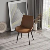 Modern Dining Chair Living Room Black Metal Leg Dining Chair-Brown-4 Pieces/Ctn
