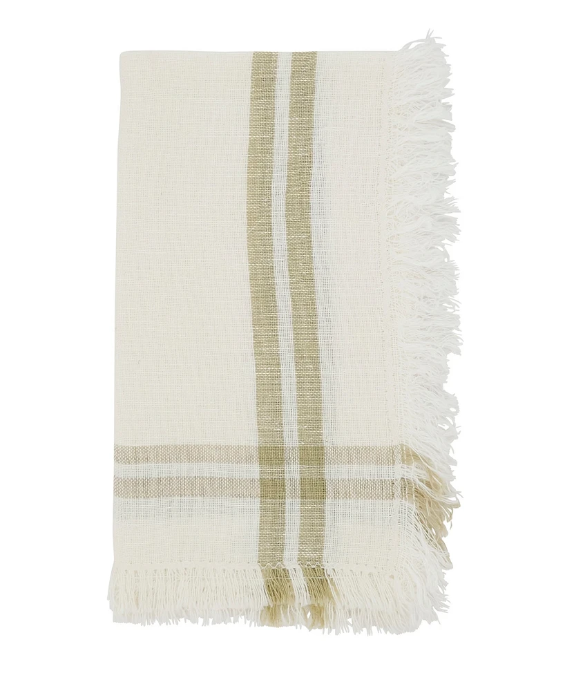 Saro Lifestyle Trendy Fringed Stripe Napkin Set of 4, 20"x20"