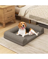 Costway Orthopedic Dog Bed Medium Small Dogs with 3-Side Bolster Non-Slip Bottom Zippers