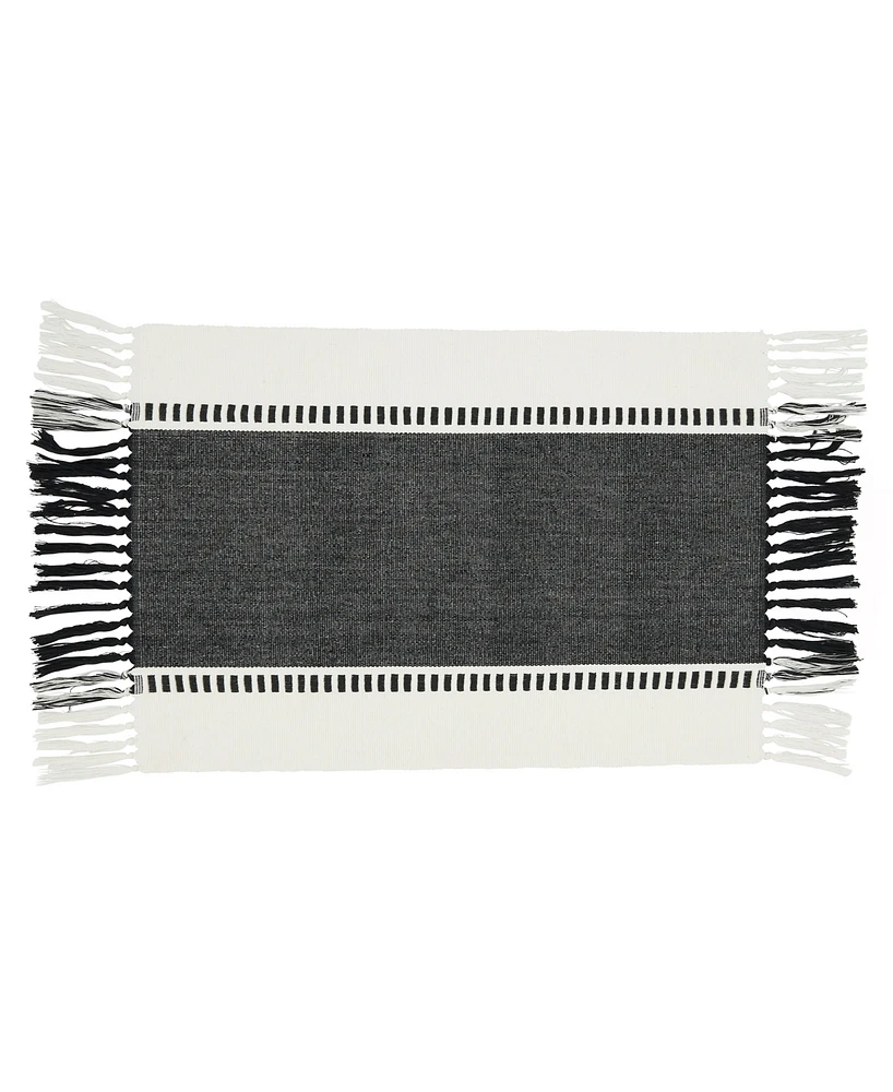 Saro Lifestyle Tassel Trimmed Stripe Placemat Set of 4, 14"x20"