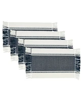 Saro Lifestyle Tassel Trimmed Stripe Placemat Set of 4, 14"x20"