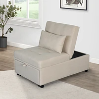 Streamdale Furniture Folding Ottoman Sofa Bed Beige