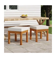 vidaXL Patio Stools with Cushions 2 pcs 15.7"x15.7"x16.5" Solid Wood Acacia