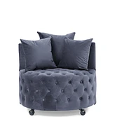 Simplie Fun Swivel Chair with Velvet Upholstery and Pillows