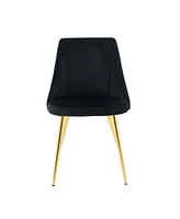 Simplie Fun Set of 4 Modern Velvet Dining Chairs with Gold Legs